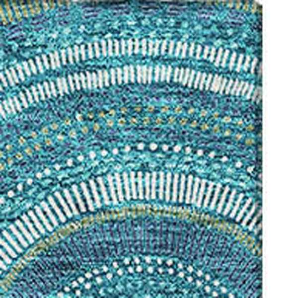 HomeRoots 8' X 10' Stylish Teal, Ivory & Fern Green Geometric Area Rug – Washable, Stain-Resistant, UV Safe! 677733