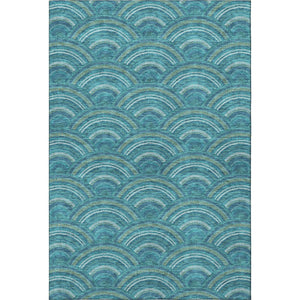 HomeRoots 10' Modern Geometric Washable Area Rug in Teal, Ivory & Fern Green - Durable, Stain Resistant & UV Protected 677735