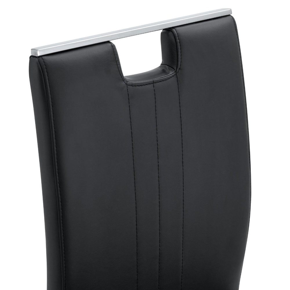 English Elm Set Of 4 Bow-Shaped Black Pu Chairs - Modern Elegance For Dining, Office, And Lounge Spaces W3226P279082-GIGA