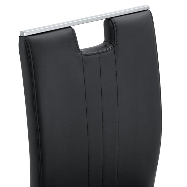 English Elm Set Of 4 Bow-Shaped Black Pu Chairs - Modern Elegance For Dining, Office, And Lounge Spaces W3226P279082-GIGA