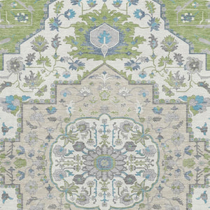 HomeRoots 9' X 12' Artichoke Green Oriental Area Rug with UV Protection – Durable, Stain-Resistant & Stylish 677740