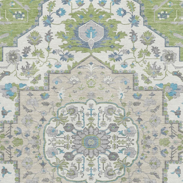 HomeRoots 9' X 12' Artichoke Green Oriental Area Rug with UV Protection – Durable, Stain-Resistant & Stylish 677740