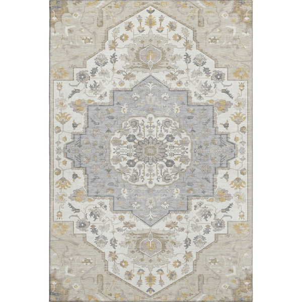 HomeRoots 8' X 10' Beige Ivory Gold Oriental Area Rug - Stylish, Washable, UV Protected for Family Living Spaces 677745