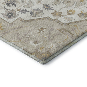 HomeRoots 8' X 10' Beige Ivory Gold Oriental Area Rug - Stylish, Washable, UV Protected for Family Living Spaces 677745
