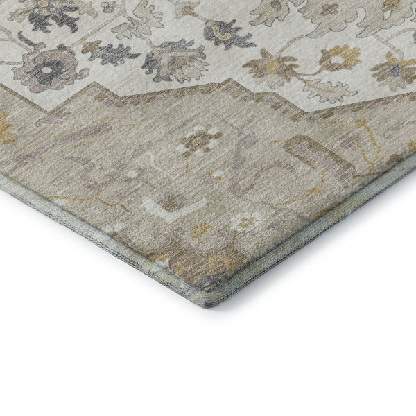 HomeRoots 8' X 10' Beige Ivory Gold Oriental Area Rug - Stylish, Washable, UV Protected for Family Living Spaces 677745