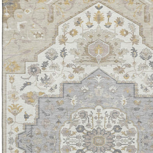 HomeRoots 8' X 10' Beige Ivory Gold Oriental Area Rug - Stylish, Washable, UV Protected for Family Living Spaces 677745