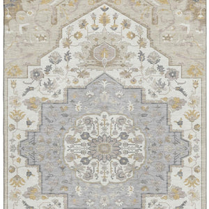 HomeRoots 8' X 10' Beige Ivory Gold Oriental Area Rug - Stylish, Washable, UV Protected for Family Living Spaces 677745