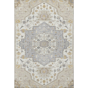 HomeRoots 10' X 14' Elegant Beige, Ivory & Gold Oriental Washable Area Rug with UV Protection for Homes 677747