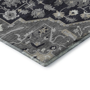 HomeRoots 5' X 8' Elegant Black Gray Beige Oriental Washable Area Rug with UV Protection for Busy Homes 677749