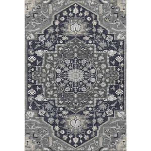 HomeRoots 5' X 8' Elegant Black Gray Beige Oriental Washable Area Rug with UV Protection for Busy Homes 677749