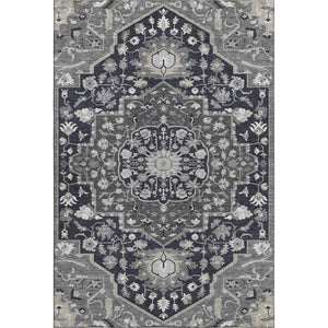 HomeRoots 8' X 10' Oriental Washable Area Rug in Elegant Black, Gray & Beige - UV Protected & Family-Friendly 677751