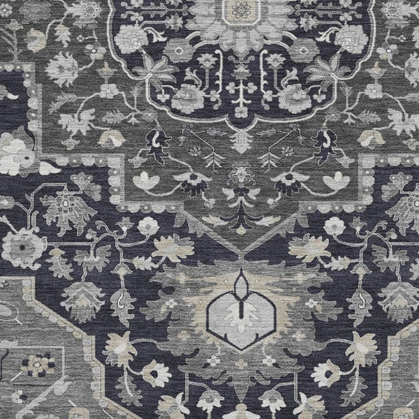 HomeRoots 9' X 12' Black Gray Beige Oriental Area Rug - Washable, Durable, UV-Protected for Busy Homes 677752