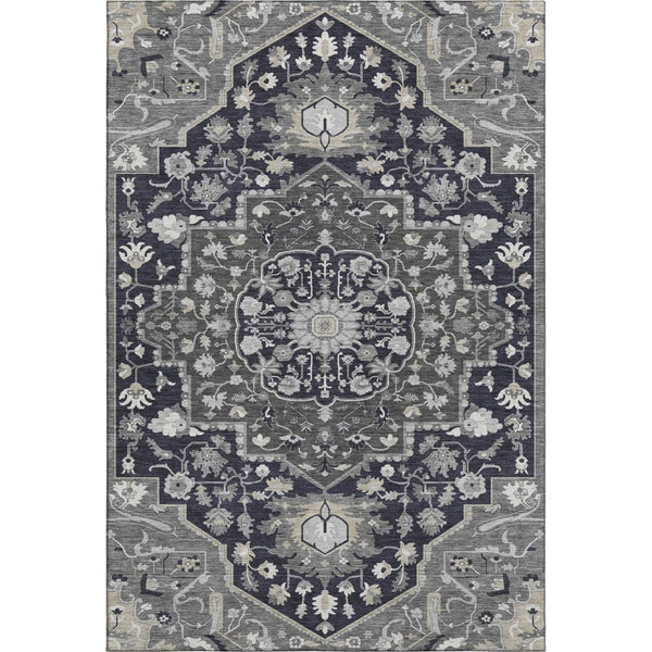 HomeRoots 10' Washable Black Gray Beige Oriental Area Rug with UV Protection - Durable, Stylish & Family-Friendly 677753
