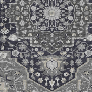 HomeRoots 10' Washable Black Gray Beige Oriental Area Rug with UV Protection - Durable, Stylish & Family-Friendly 677753