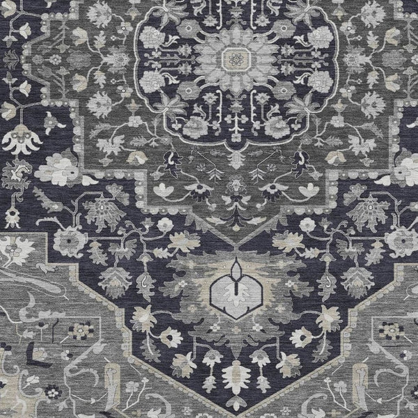 HomeRoots 10' Washable Black Gray Beige Oriental Area Rug with UV Protection - Durable, Stylish & Family-Friendly 677753