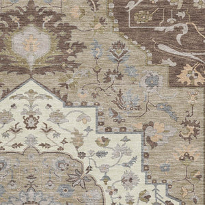HomeRoots 5' X 8' Chocolate Ivory Taupe Oriental Area Rug - Durable, Stain Resistant, UV Protected & Non-Slip 677755