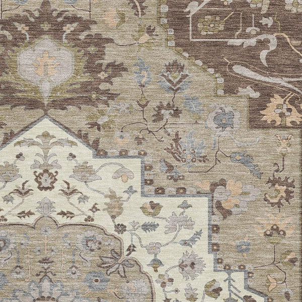 HomeRoots 5' X 8' Chocolate Ivory Taupe Oriental Area Rug - Durable, Stain Resistant, UV Protected & Non-Slip 677755