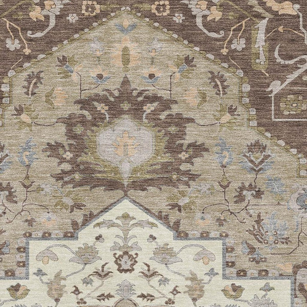 HomeRoots 8' X 10' Elegant Chocolate Ivory Taupe Oriental Washable Area Rug with UV Protection & Stain Resistance 677757