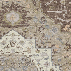 HomeRoots 9' X 12' Elegant Chocolate, Ivory & Taupe Oriental Area Rug – Washable with UV Protection & Durability 677758