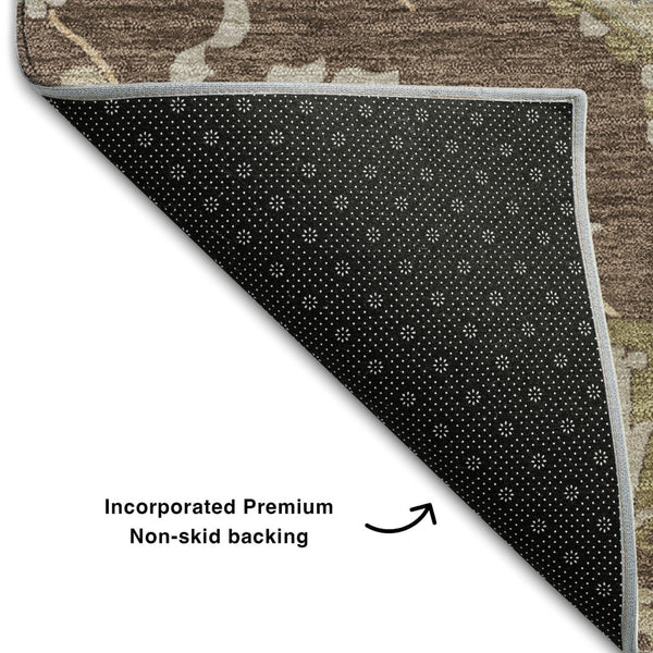 HomeRoots 10' Chocolate Ivory & Taupe Oriental Washable Area Rug – Durable, UV-Protected, Family-Friendly Design! 677759