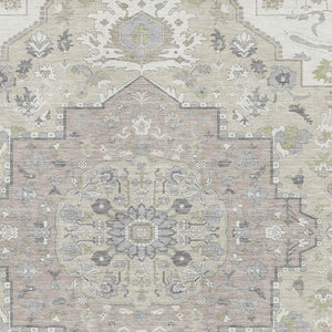 HomeRoots 8' X 10' Washable Ivory Beige Taupe Oriental Area Rug - Durable, Stylish, UV Protected for Homes 677769