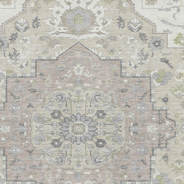 HomeRoots 8' X 10' Washable Ivory Beige Taupe Oriental Area Rug - Durable, Stylish, UV Protected for Homes 677769