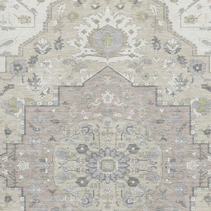 HomeRoots 9' X 12' Elegant Ivory, Beige & Taupe Oriental Washable Area Rug with UV Protection & Durability 677770