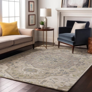 HomeRoots 10' X 14' Ivory Beige Taupe Oriental Area Rug - Washable, UV-Protected, Stain Resistant, Durable Design 677771