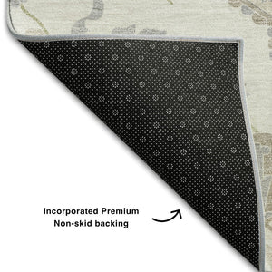 HomeRoots 10' X 14' Ivory Beige Taupe Oriental Area Rug - Washable, UV-Protected, Stain Resistant, Durable Design 677771