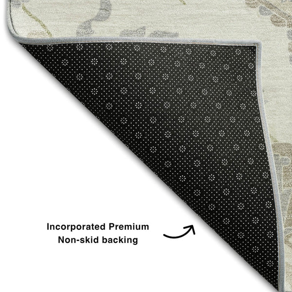HomeRoots 10' X 14' Ivory Beige Taupe Oriental Area Rug - Washable, UV-Protected, Stain Resistant, Durable Design 677771