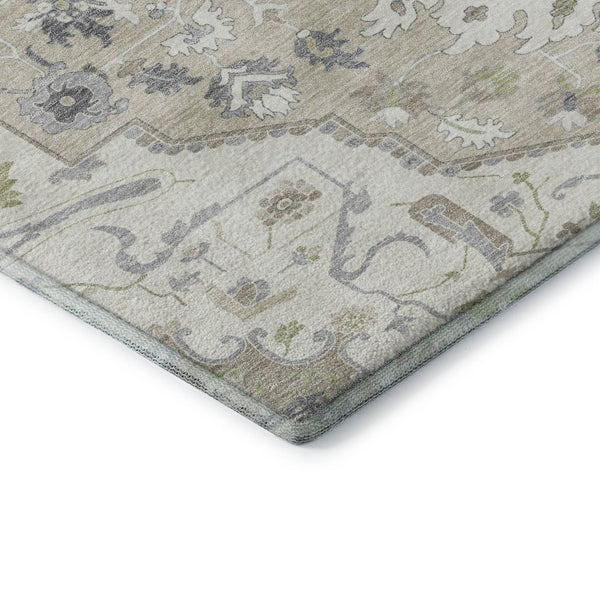 HomeRoots 10' X 14' Ivory Beige Taupe Oriental Area Rug - Washable, UV-Protected, Stain Resistant, Durable Design 677771