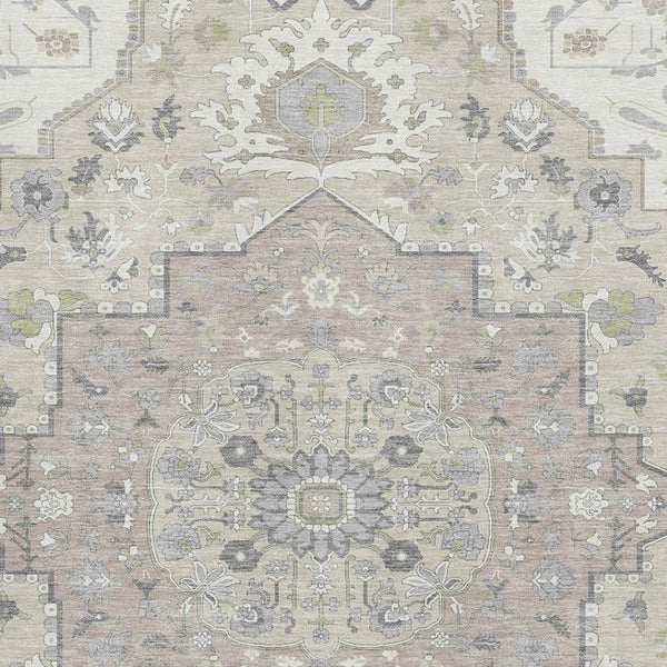 HomeRoots 10' X 14' Ivory Beige Taupe Oriental Area Rug - Washable, UV-Protected, Stain Resistant, Durable Design 677771