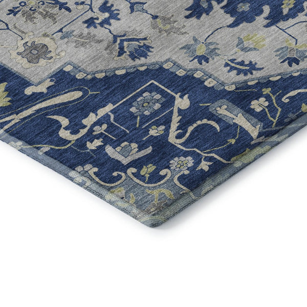 HomeRoots 10' Classic Oriental Washable Area Rug in Navy, Ivory & Green - Stain Resistant & UV Protected! 677777