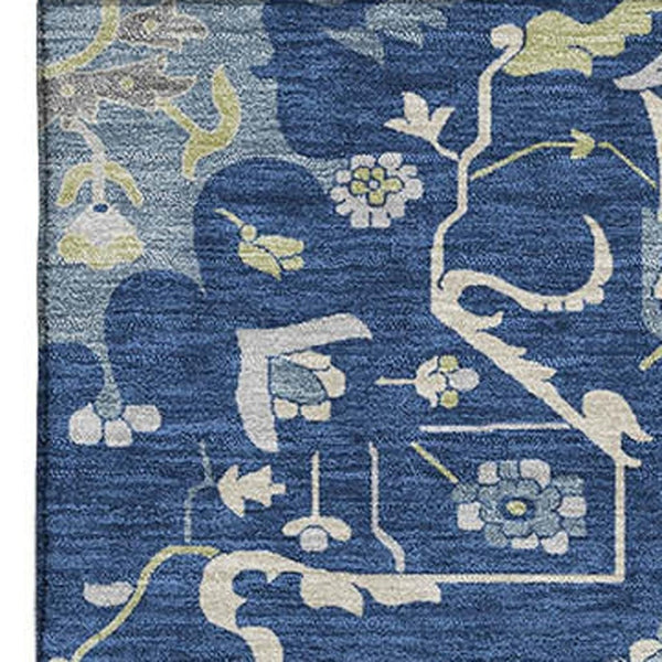 HomeRoots 10' Classic Oriental Washable Area Rug in Navy, Ivory & Green - Stain Resistant & UV Protected! 677777