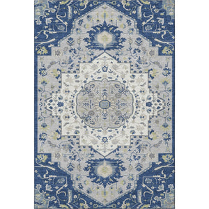 HomeRoots 10' Classic Oriental Washable Area Rug in Navy, Ivory & Green - Stain Resistant & UV Protected! 677777