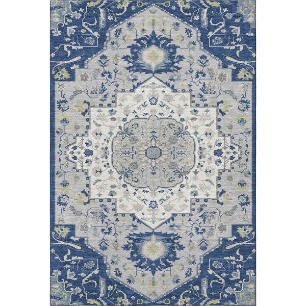 HomeRoots 10' Classic Oriental Washable Area Rug in Navy, Ivory & Green - Stain Resistant & UV Protected! 677777