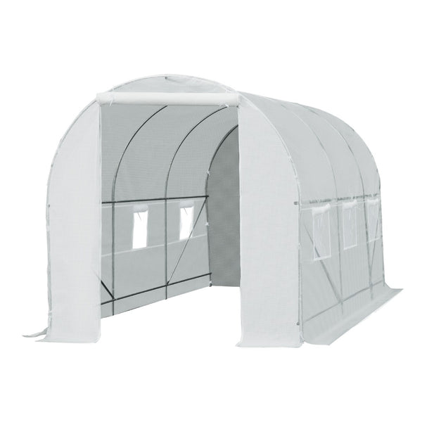 English Elm Outsunny 15' X 7' Walk-In Tunnel Greenhouse - Durable Hot House Kit With 6 Windows & Roll-Up Door! W2225P174450-GIGA