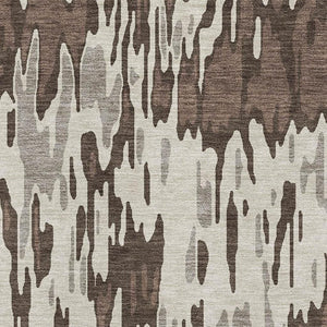 HomeRoots 5' X 8' Washable Striped Area Rug in Brown, Ivory & Taupe – UV Protected, Stain Resistant, Durable Design 677785