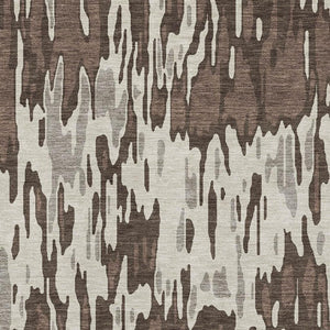 HomeRoots 5' X 8' Washable Striped Area Rug in Brown, Ivory & Taupe – UV Protected, Stain Resistant, Durable Design 677785