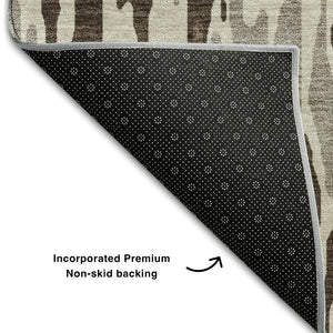 HomeRoots 8' X 10' Striped Area Rug in Brown, Ivory & Taupe - Washable, UV Protected, Durable & Stylish Decor 677787