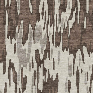 HomeRoots 8' X 10' Striped Area Rug in Brown, Ivory & Taupe - Washable, UV Protected, Durable & Stylish Decor 677787