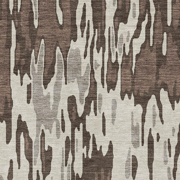HomeRoots 8' X 10' Striped Area Rug in Brown, Ivory & Taupe - Washable, UV Protected, Durable & Stylish Decor 677787