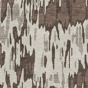 HomeRoots 10' Brown Ivory Taupe Striped Washable Area Rug with UV Protection – Stylish, Durable & Easy Care! 677789