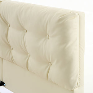 English Elm Christopher Knight Home® - Queen Plush Leather Upholstered Bed Frame with Wingback Headboard, Wavy Footboard, Quiet Support White 37.59 L x 32.25 W x 13 H N761S0000022W