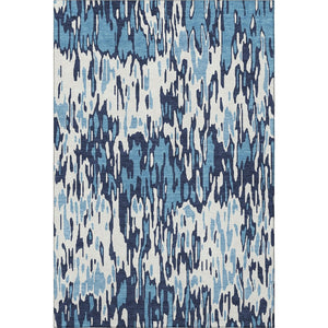 HomeRoots 5' X 8' Coastal Blue and Ivory Striped Washable Area Rug with Stain Resistance & UV Protection 677791