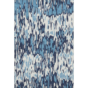 HomeRoots 8' x 10' Striped Washable Area Rug – Durable Blue & Ivory Design with UV Protection for Versatile Use 677793