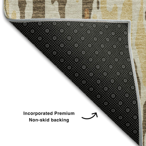 HomeRoots 8' Copper Striped Round Rug - Washable, UV-Protected, Durable Polyester for Indoor & Outdoor Use 677798