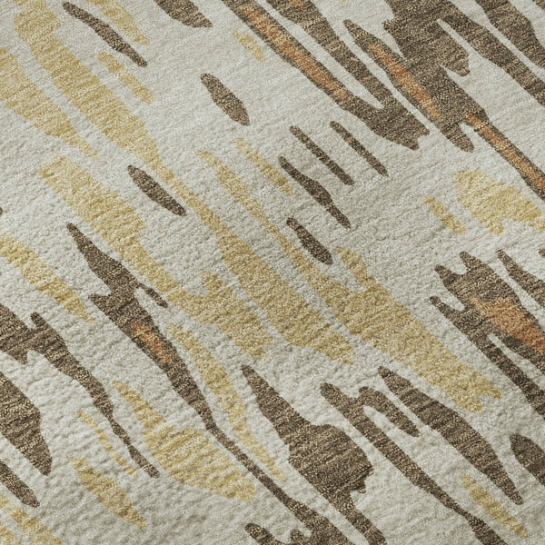 HomeRoots 8' Copper Striped Round Rug - Washable, UV-Protected, Durable Polyester for Indoor & Outdoor Use 677798