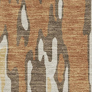 HomeRoots 10' Striped Washable Area Rug in Copper, Ivory & Brown – UV Protected, Durable & Family-Friendly Design 677801