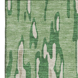 HomeRoots 5' X 8' Striped Area Rug in Green, Beige & Taupe - Stain-Resistant, UV-Protected, Easy Care! 677803